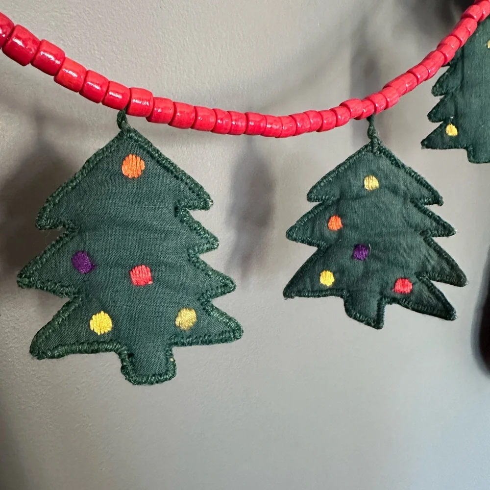 Anthropologie Christmas tree beaded Garland 70”